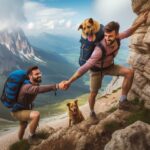 immagine di un uomo in Italia che aiuta unaltro uomo tirandolo su con la mano nella difficile scalt