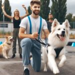 istruttore cinofilo cani sportivo e professionaleuomo e donna che fa coaching ad un proprietario